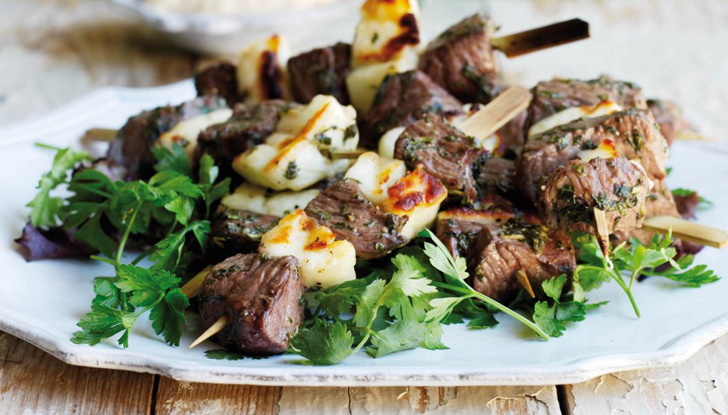 Lamb, Mint and Halloumi Kebabs