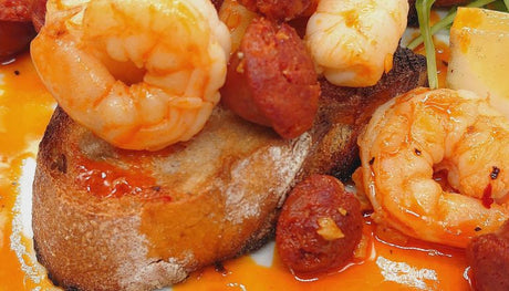 Tiger Prawn and Chorizo Bruschetta